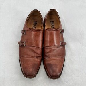 Miralto Brown Leather Double Monk Strap Shoes Mens Size 13 Cap Toe Dress Shoes
